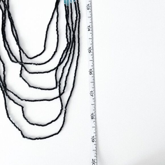 Handmade Womens Ukrainian Multi-Layered Bohemian Beaded Necklace Turquoise Black - Picture 5 of 5